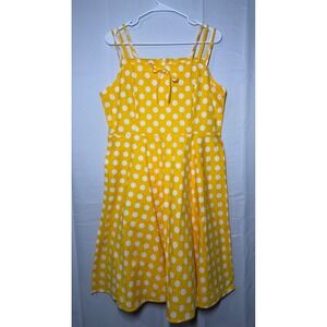 Unbranded Polka Dot Sun Dress Large Yellow Retro Fit and Flare